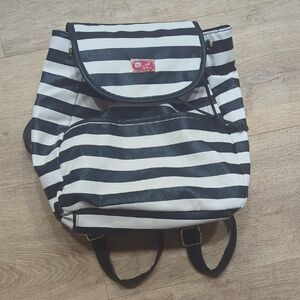 Betsy Johnson Black and White Striped Backpack